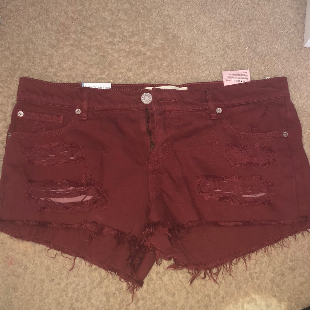 Red Denim Shorts